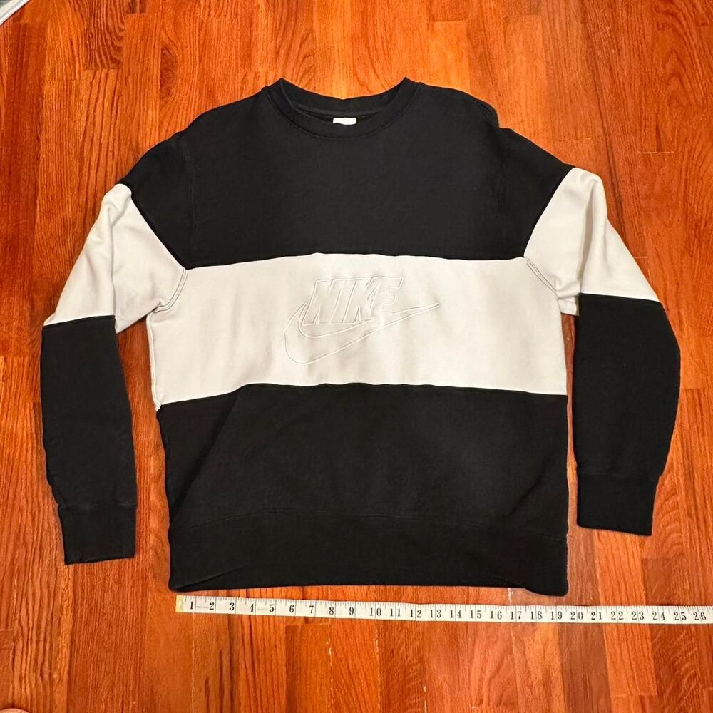 Black and White Striped Colorblock Nike Crewneck Sweatshirt